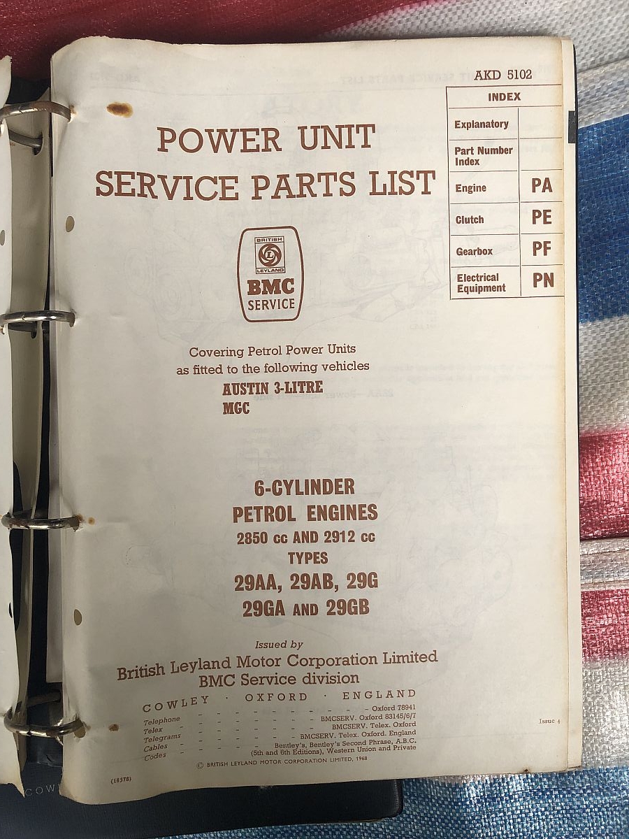 For Sale: MGC parts books